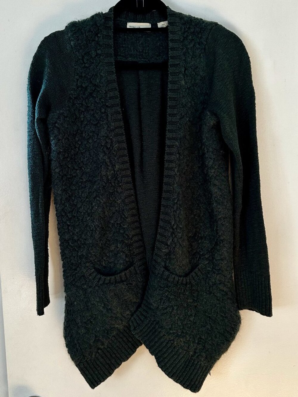 Anthropologie Sleeping on Snow Green Open Front Cardigan XS